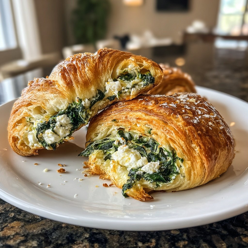 Healthy Spinach and Feta Croissant
