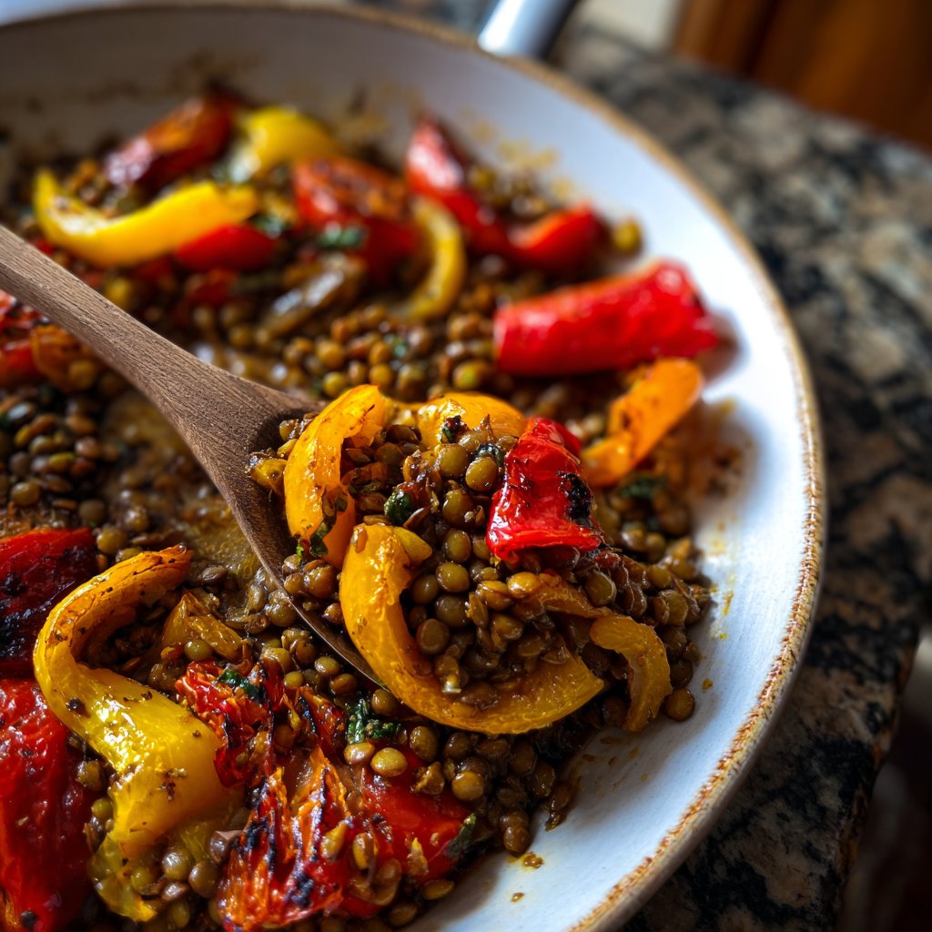 Roasted Veggie Lentil Skillet