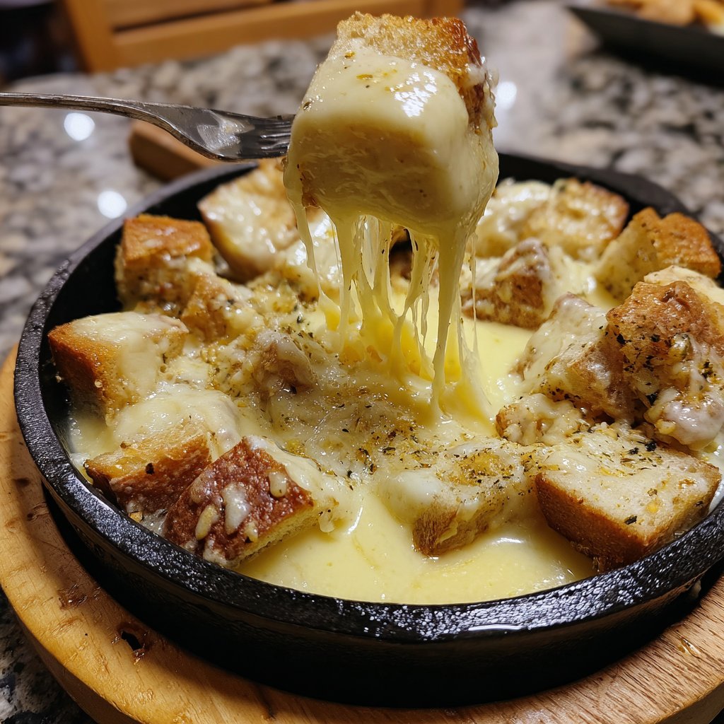 Fondue with Swiss Cheese and Garlic