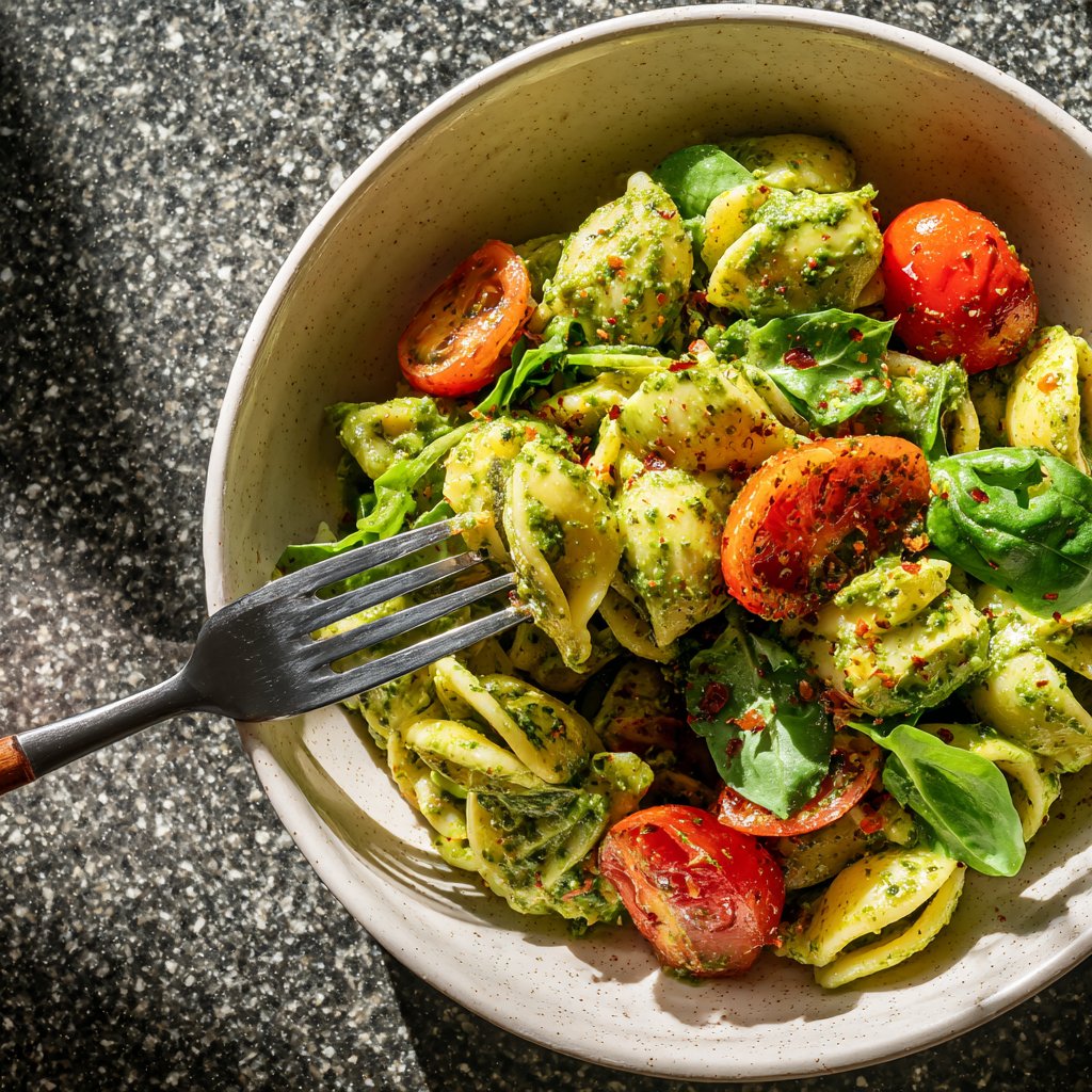 Healthy Lunch Pesto Pasta Salad