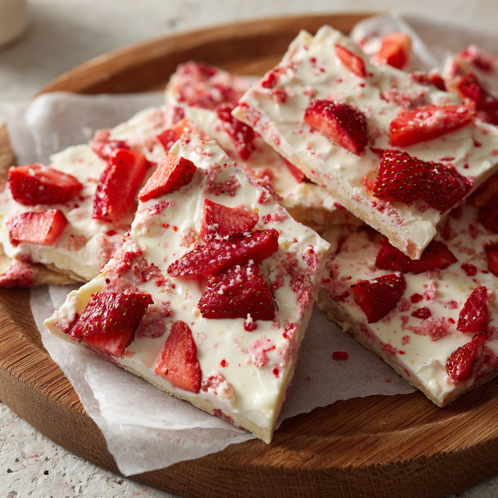 Valentines Snacks Strawberry Yogurt Bark