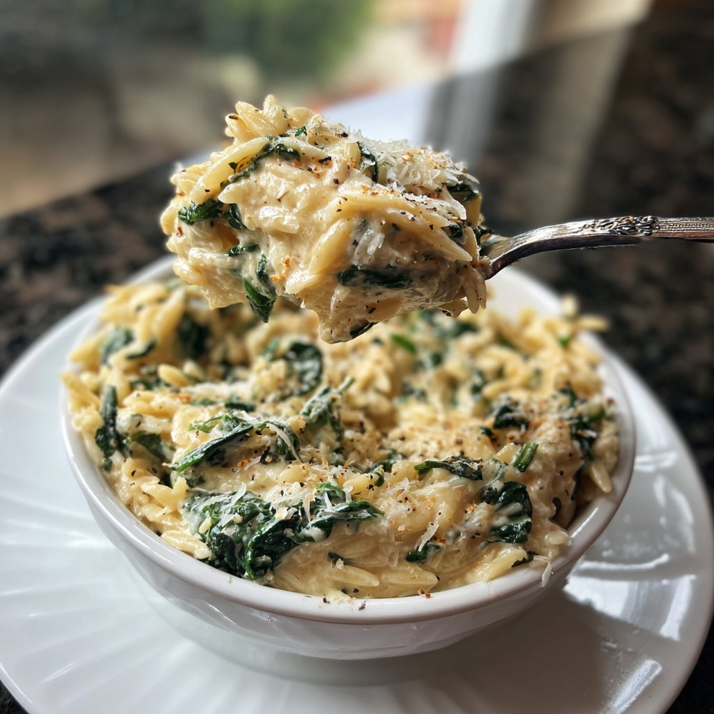 Creamy Spinach Parmesan Orzo