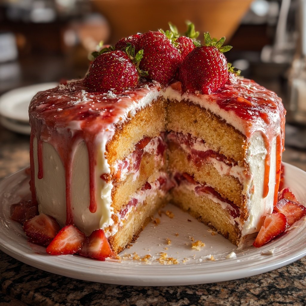 Moist Spring Strawberry Layer Cake
