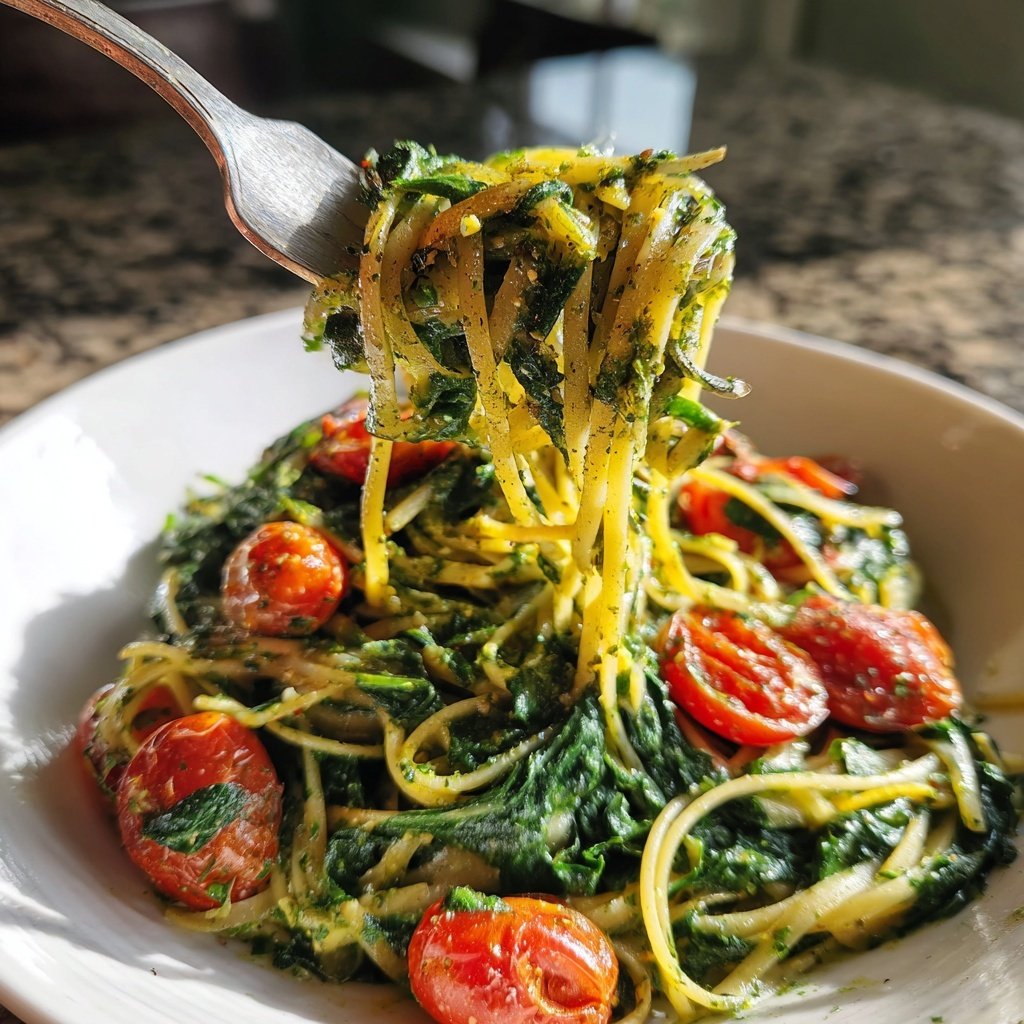 Delicious Spinach Tomato Pasta