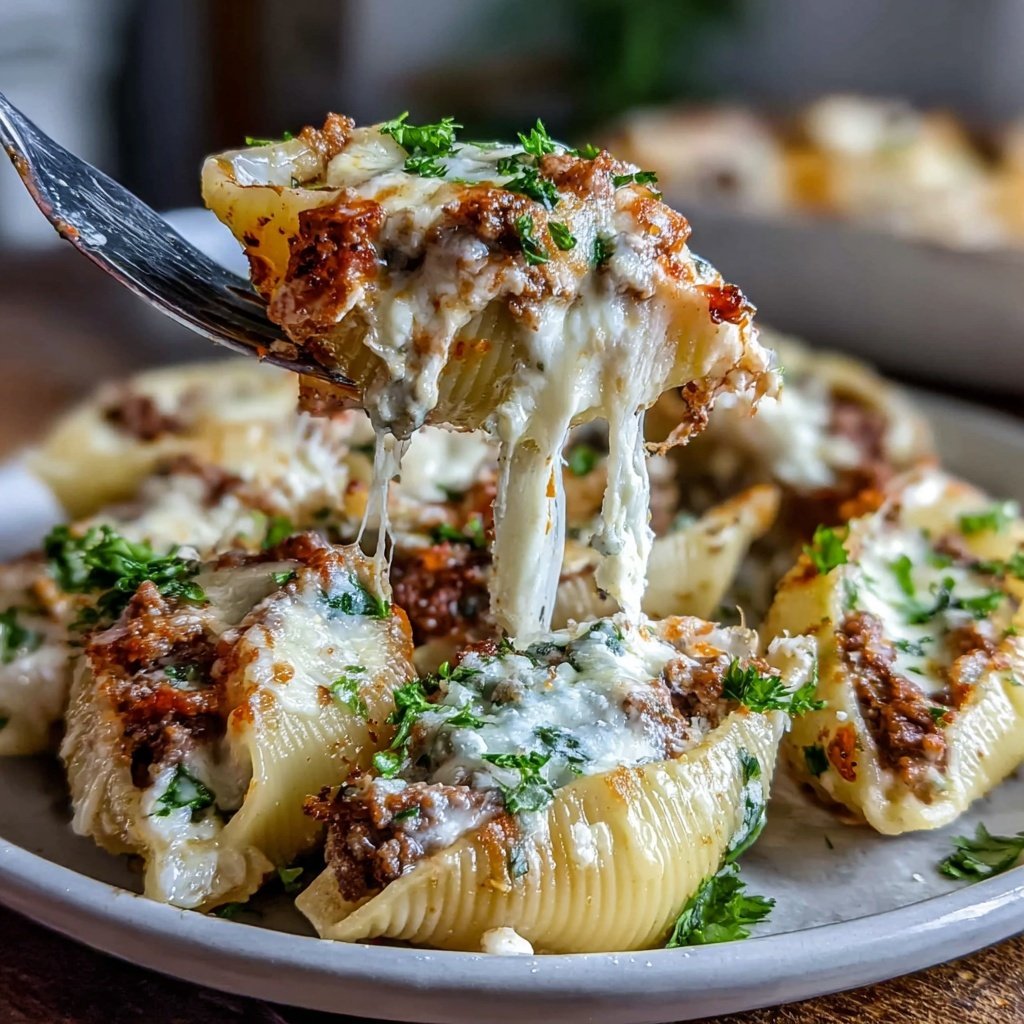 Ground Beef And Cheese Stuffed Shells