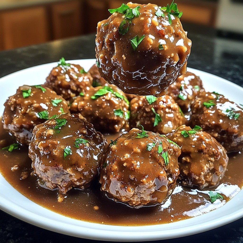 Slow Cooker Salisbury Steak Meatballs