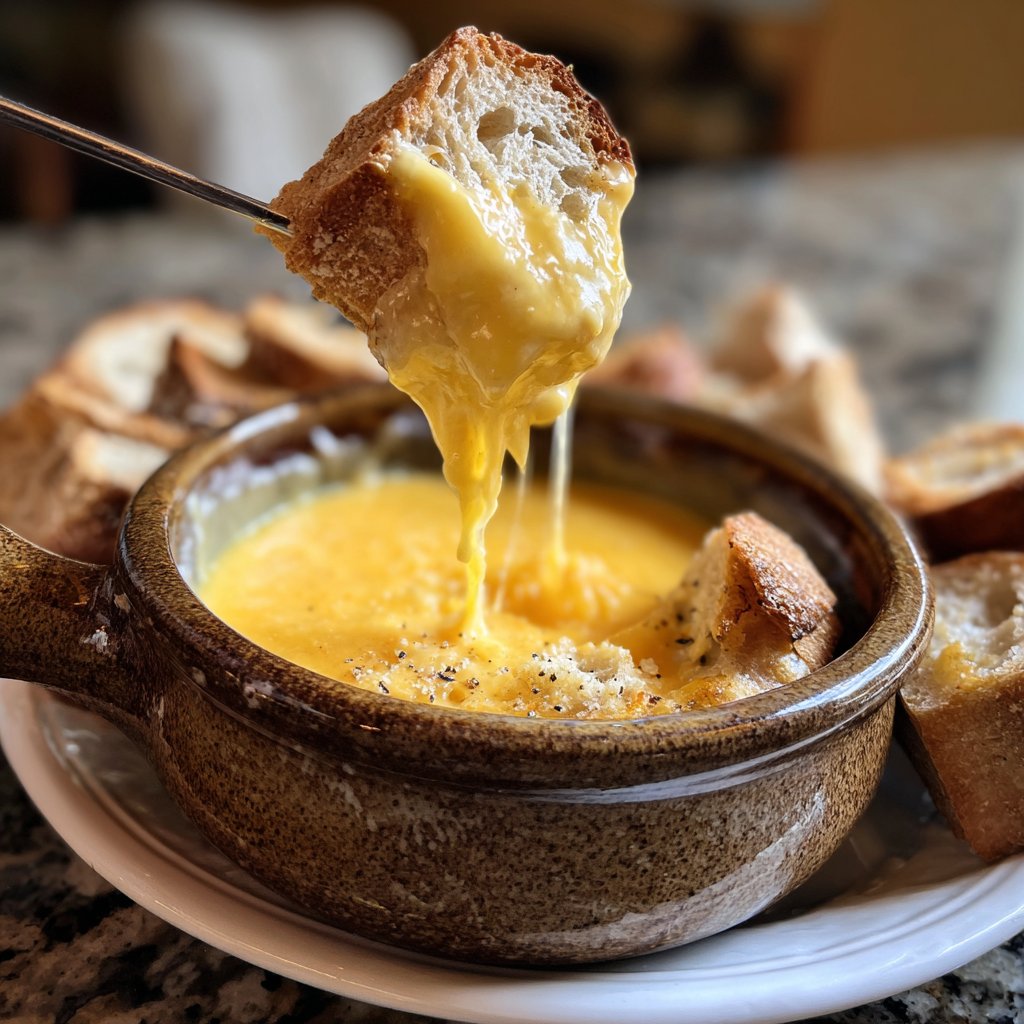 Fondue with Cheddar and Mustard