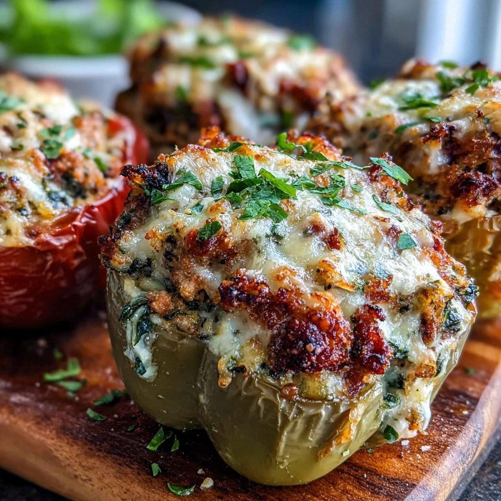 Ground Turkey And Spinach Stuffed Peppers