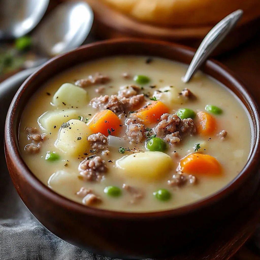 Creamy Potato Hamburger Soup Recipe: Crockpot Comfort Food