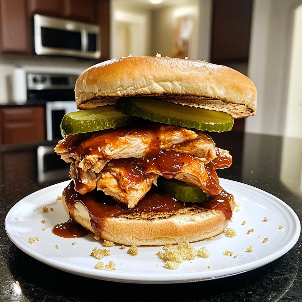 Spicy Crockpot BBQ Chicken Sandwiches